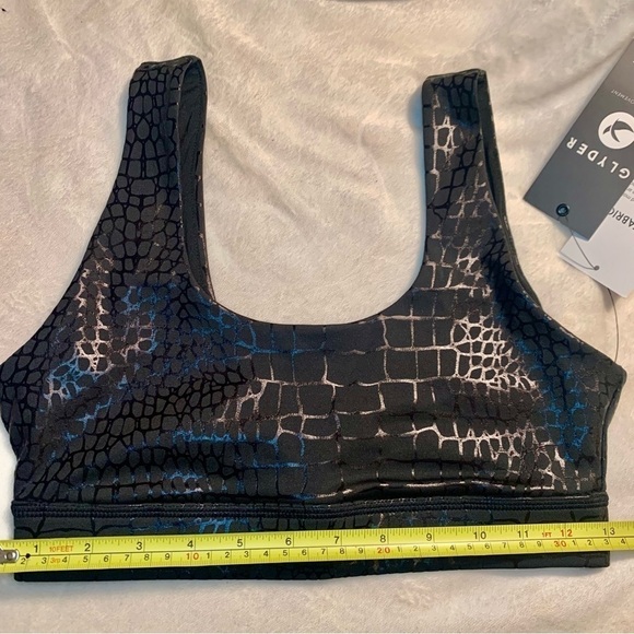 NWT Glyder Splendid Bra Small Black Sports Bra Gator Gloss Animal Shiny Stretch - Picture 10 of 15